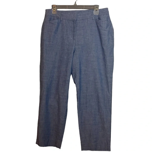 Talbots blue pants chambray crop curvy cotton women’s size 8 - Picture 1 of 13